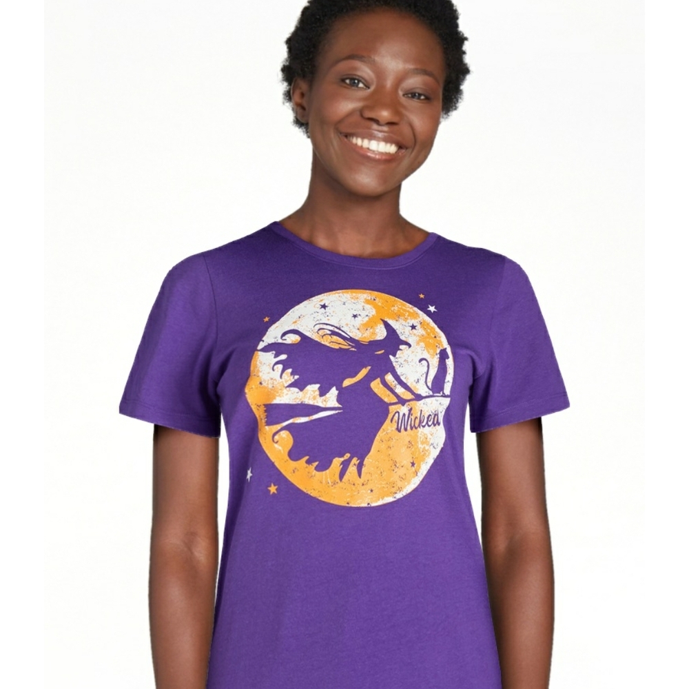 🧹Wicked Fly BY Night Purple Witch Graphic Short Sleeve Tee
